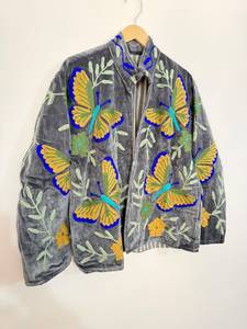 Wholesale Handmade <b>Velvet</b> Embroidered Boho <b>Jacket</b> Custom Embroidery for Men <b>Women</b> | Colorful Floral Butterfly Design - Product Image 6