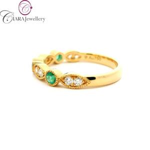 แหวนแต่งงานและปาร์ตี้สไตล์โบราณประดับเพชรสีทองขาวล้วน AU750คลาสสิก18K ประดับด้วยพลอยมรกตคุณภาพสูง - Product Image 5