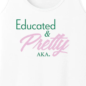 Educated & Pretty Women Tank <b>Top</b> Sleeveless Casual Cotton Summer Vest Graphic Shirt <b>White</b> Color Comfortable Everyday Wear - Product Image 3