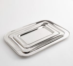 Wholesale Luxury Stainless Steel Tray Set Bulk Hotel Serving Platter with Elegant <b>Mirror</b> Finish and Modern Rectangular Design - Product Image 2