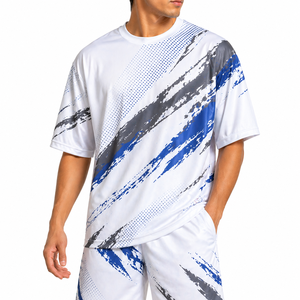 เสื้อยืดออกกำลังกายฮิปฮอปคุณภาพสูงสำหรับผู้ชาย พิมพ์ลายแบบซับลิเมชั่นและดิจิตอล ผ้าโพลีเอสเตอร์ 100% ระบายอากาศได้ดี แห้งเร็ว - Product Image 1