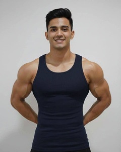 Men's Lightweight Solid Cotton Breathable <b>Knitted</b> <b>Tank</b> <b>Top</b> O-Neck Casual Style <b>Black</b> - Product Image 1