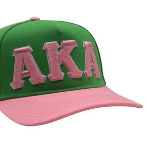 Gorra Snapback con Letras AKA, Verde y Rosa, Dos Tonos, Ajustable, Informal, para Exteriores, Estilo Griego - Product Image 4