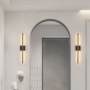 Paquete de 2 Lámparas de Pared LED Modernas de 28 Pulgadas, Apliques de Pared Minimalistas con Acabado Negro Mate para Interiores, para Sala de Estar, Dormitorio, Pasillo - Product Image 1