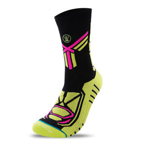 Yellow Blue Geometric Pattern Mid Calf Sports <b>Socks</b> Athletic Design - Product Image 2