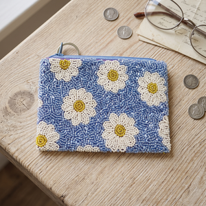Pochette cosmétique en coton écologique à motif floral perlé, fermeture éclair, style bohème pour femme, portefeuille long pour usage quotidien - Product Image 5