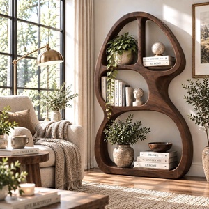 Estantería Moderna de Madera con Curvas Orgánicas y Estantes Fluidos para una Biblioteca Artística en el Hogar o un Elegante Adorno para la Sala de Estar - Product Image 5