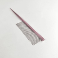 Peigne à queue de rat en acier inoxydable rose durable et écologique Eversharp 180 mm pour toilettage des animaux, chiens et chats, à dents fines pour enlever les poils