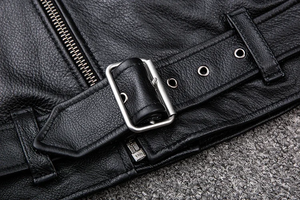 Chaqueta de Motociclista Personalizada para Hombre, de Piel de Oveja Genuina, Corte Ajustado, Estilo Punk, con Cremallera Asimétrica, Venta al Por Mayor - Product Image 5