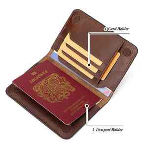 Cartera de Viaje de Cuero Genuino de Alta Calidad con Cierre de Cremallera, Tarjetero Corto, Forro de Lino, Unisex, Portátil y Multifuncional - Product Image 2