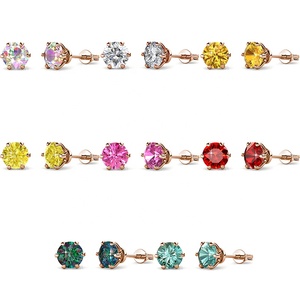 Boucles d'oreilles clous solitaires en argent sterling 925 avec pierre précieuse de couleur tendance, moissanite, diamant, rose, pour femmes, bijoux Destiny - Product Image 4