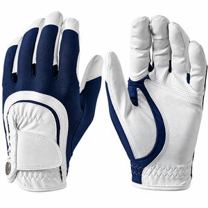 White Genuine <b>Leather</b> <b>Golf</b> Glove Left Hand Perforated Breathable Adjustable Hook and Loop Wrist Strap - Product Image 6