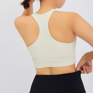 Women's Seamless Scoop Neck <b>Racerback</b> Sports <b>Bra</b> High Support Breathable Quick Dry Solid Color Yoga Fitness Top Lace Removable - Product Image 4