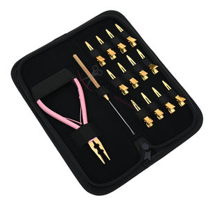 ชุดอุปกรณ์ต่อผม OEM พร้อมคีมหนีบไมโครริง 2 รู สแตนเลส คีมจีบ ตะขอเกี่ยวลูกปัด และคลิปแบ่งผม - Product Image 1