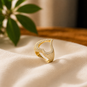 Anillo de Cóctel en Forma de Corazón para Mujer, Plata de Ley 925, Regalo para el Día de San Valentín, Anillo de Compromiso con Moissanita Redonda - Product Image 3
