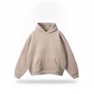 Sudadera con Capucha Beige para Hombre, Corte Holgado, Manga Larga, con Cordón Ajustable, Forro Polar de Algodón - Product Image 2