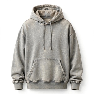 เสื้อฮู้ดดี้โอเวอร์ไซส์ผู้ชาย สีพื้น มีกระเป๋า ผ้าฝ้าย 100% เฟรนช์เทอร์รี่ ซักแล้ว สวมใส่สบายๆ สำหรับฤดูใบไม้ร่วง - Product Image 1