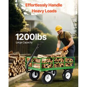 Carrello da Giardino 2-in-1 in Metallo per Esterni, Capacità 1200 Libbre, con Maniglie di Trazione - Product Image 2