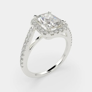 18K White Gold Radiant Cut Lab Grown Diamond Halo Engagement <b>Ring</b> IGI Certified Luxury Bridal Fine Jewelry Wholesale Manufac - Product Image 4