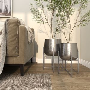 Jardinière décorative moderne en métal pour la réception de bureau et l'angle du salon - Product Image 6