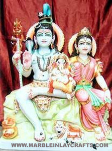 Handmade Alabaster Beautiful Shiva Family Statue - Product Image 4