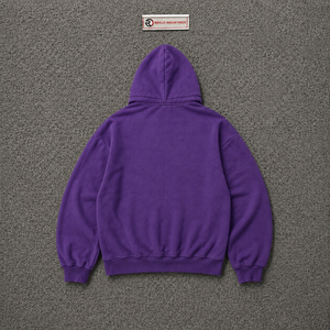 Sudadera con capucha y cremallera completa personalizada con arte facial morado, estilo urbano oversize, gráfico, unisex, moda casual - Product Image 6