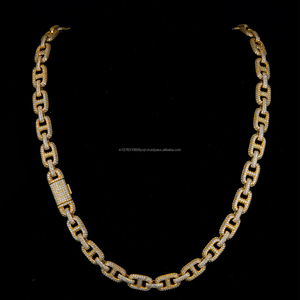 Collar de eslabones de plata de ley 925 con diamante moissanita en tono dorado para mayoristas de joyería, minoristas, importadores y marcas globales B2B - Product Image 1