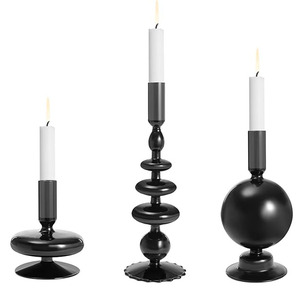 Set of 3 <b>Black</b> Candle Holders <b>Candlesticks</b> Cone-Shaped Romantic <b>Candlesticks</b> for Christmas Decoration - Product Image 1