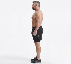 Men Plus Size Double <b>Layer</b> Shorts Gym Fitness Wear Drawstring Waist Compression Dual Shorts Back Zipper Pocket Running Shorts - Product Image 3
