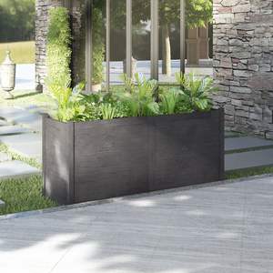 Jardinière de jardin en pin massif gris, grande et durable, résistante aux intempéries, pots et jardinières à fleurs - Product Image 1