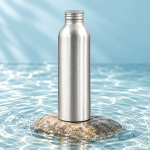 Bouteilles de boisson en aluminium brossé argenté 99,7 % pur avec bouchons ROPP, conception de marque personnalisée, bouteille d'eau en métal réutilisable - Product Image 5