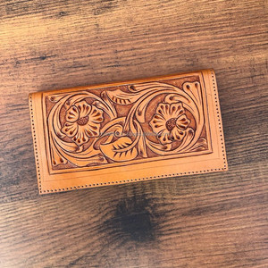 Hecho a mano Best Seller Cowgirl cuero genuino Floral mano Tooled Western mujeres billetera con tallado a mano última mujer billetera de lujo - Product Image 2