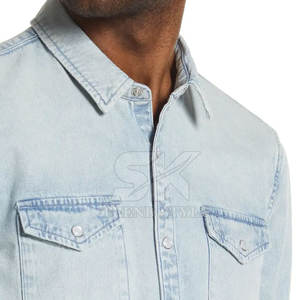 Diseña Tu Propio Logotipo, Camisa de Mezclilla de Manga Larga para Hombre, Diseño OEM, Camisas de Mezclilla Personalizadas para Hombre - Product Image 2