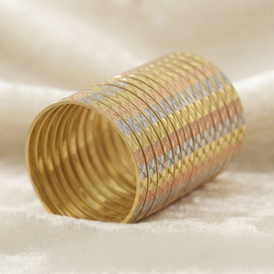 ORO-Z Ethnic Three-Tone Gold Plated <b>Copper</b> Alloy Geometric Stackable <b>Bangles</b> for Women's Wedding - Product Image 4