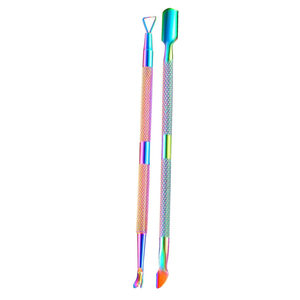 Kit d'entretien des ongles en acier inoxydable durable, de qualité supérieure, sur mesure, haute précision, finition arc-en-ciel, avec repousse-cuticules - Product Image 1
