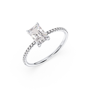Bague solitaire REYES, nouveau design, argent sterling 925, moissanite VVS, taille radiant, halo caché, accessoires de luxe pour femmes, bijoux fins - Product Image 1