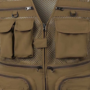 Gilet de pêche en maille pour hommes adultes, gilet d'été léger à quatre poches avec fermeture éclair, sans manches, pour l'extérieur - Product Image 5