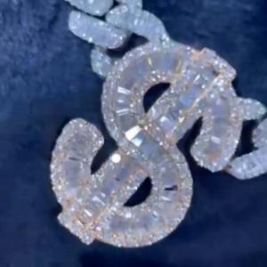 Chaîne cubaine en argent sterling 925 plaqué or avec moissanite, bijoux de mode hip-hop pour soirée - Product Image 2