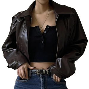 Veste en cuir mode Streetwear col rabattu manteau automne Vintage décontracté Simple manteaux à manches longues - Product Image 1