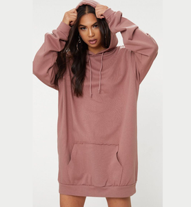 Robe sweat à capuche oversize brodée personnalisée pour femme, manches longues, décontractée, 100 % coton premium - Product Image 5