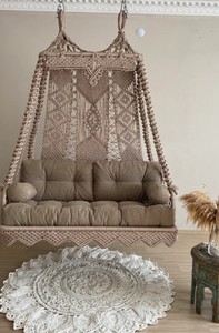 <b>Macrame</b> Brown Garden Swing,<b>Macrame</b> Double Swing,Hanging Swing,Balcony Swing,Patio Swing - Product Image 2