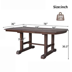 Mesa de Comedor Extensible de 60 a 78 Pulgadas, Estilo Rústico, de Madera, con Hoja Extraíble, Grande, Expandible, para 4 a 8 Personas, Color Cerezo - Product Image 2