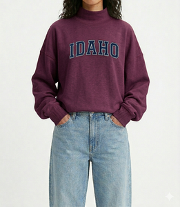 Balanced Women Oversized Mock Neck <b>Top</b> Smooth Feel Relaxed Daily Wear Contemporary Fashion Clothing Style - Product Image 1
