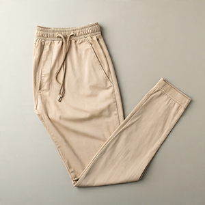 Pantalones Deportivos de Algodón Beige para Hombre, Cintura Elástica con Cordón, Estilo Casual, Peso Medio, Teñido Liso, Bolsillos Laterales - Product Image 6