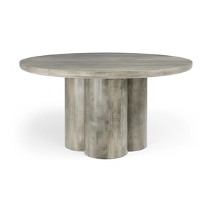 Modern Luxury Solid Wood <b>Round</b> <b>Dining</b> <b>Table</b> Modern Scalloped Pedestal Base Center <b>Table</b> in Dark <b>Walnut</b> Finish for 4-6 Persons - Product Image 4