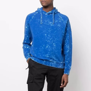 Sweat-shirt à capuche bleu tie-dye pour homme, manches raglan, tricoté, coupe décontractée, vêtement d'automne - Product Image 2