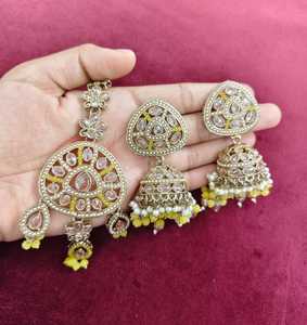 Pendientes de Araña de Aleación Chapados en Oro con Piedras y Perlas, de Alta Calidad, Estilo Étnico Tradicional, Certificados por Terceros, Regalo para Mujer - Product Image 2