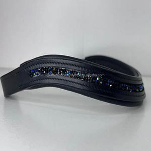 Op uality ality-banda de cuero acolchada hecha a mano, banda de cejas de caballo personalizada con cadena de cristales multicolor negros, banda de cejas - Product Image 6