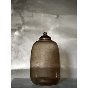 Pot de rangement décoratif en verre bulle vert avec couvercle pour bonbons, thé, café et articles ménagers - Product Image 4