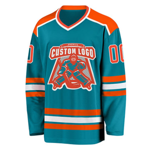 Maillot de hockey sur glace personnalisé pour homme, col en V, manches longues, respirant, polyester, coupe régulière adulte, impression du logo sur le devant - Product Image 5